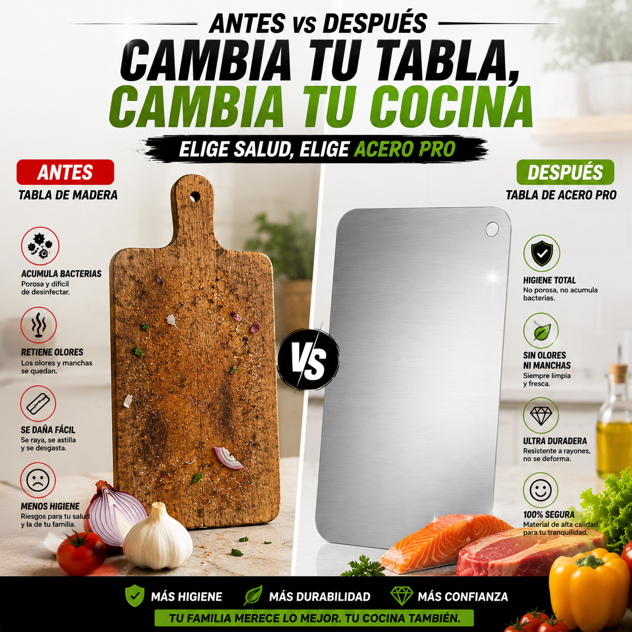 Tabla de Cortar Acero Pro Inoxidable