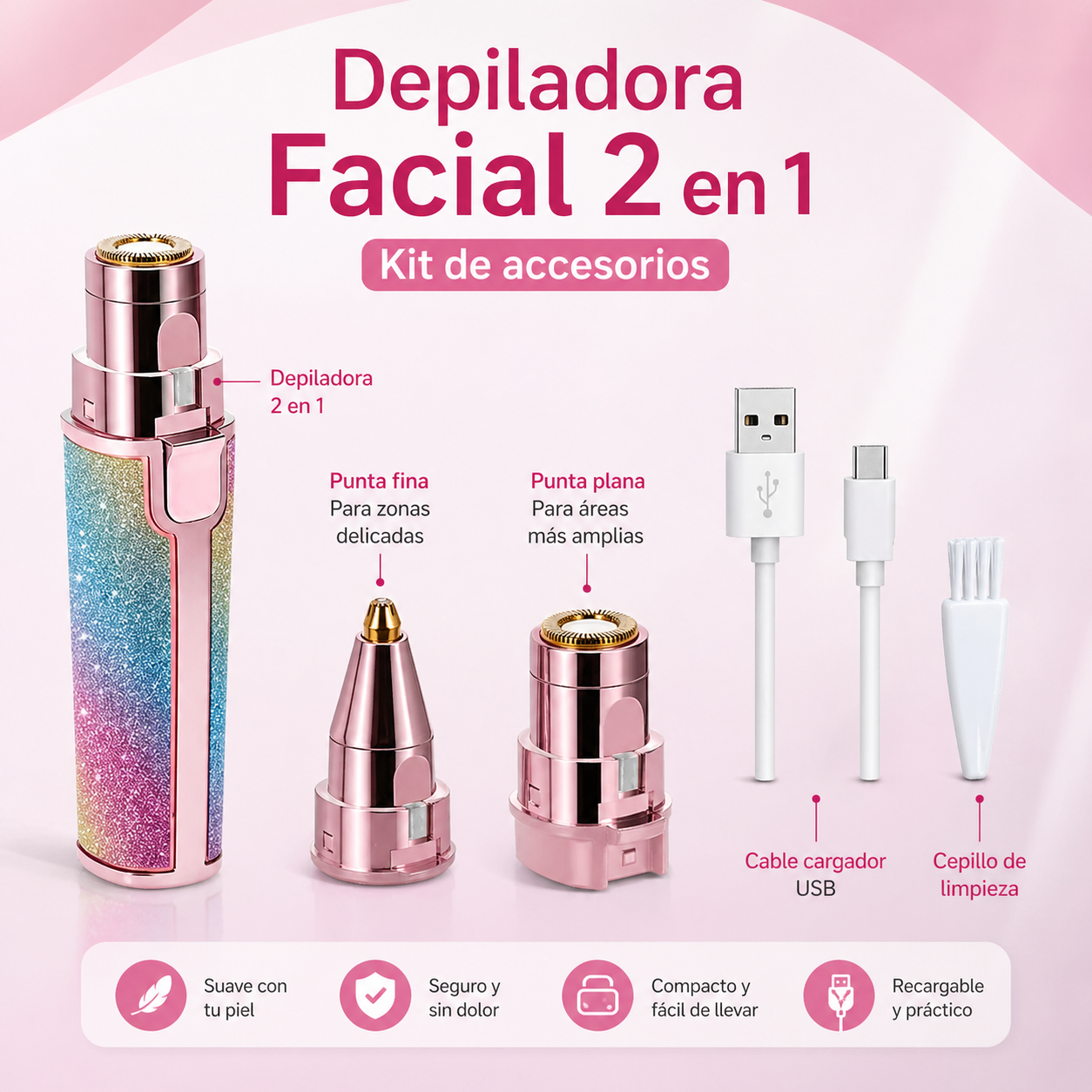 Depilador Facial Portatil 2 en 1
