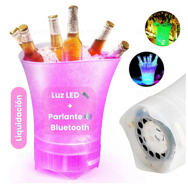 Cubeta Hielera Con Luz Led Y Parlante