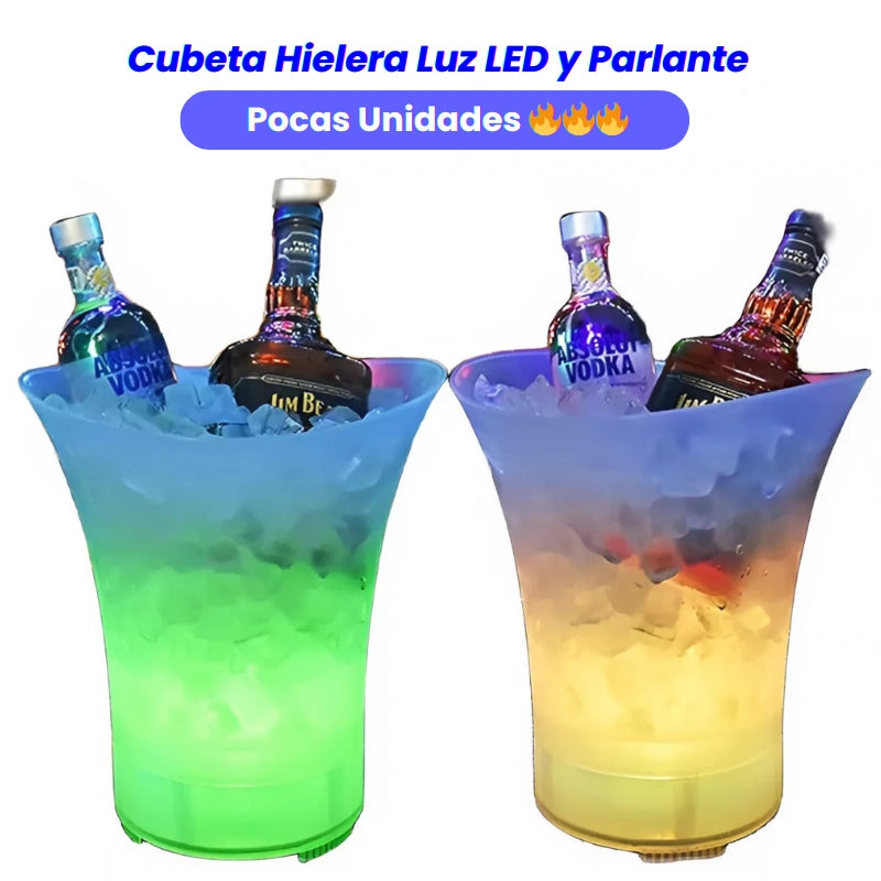 Cubeta Hielera Con Luz Led Y Parlante