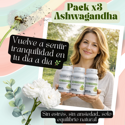 Pack x3 Ashwagandha + Magnesio 180 Capsulas