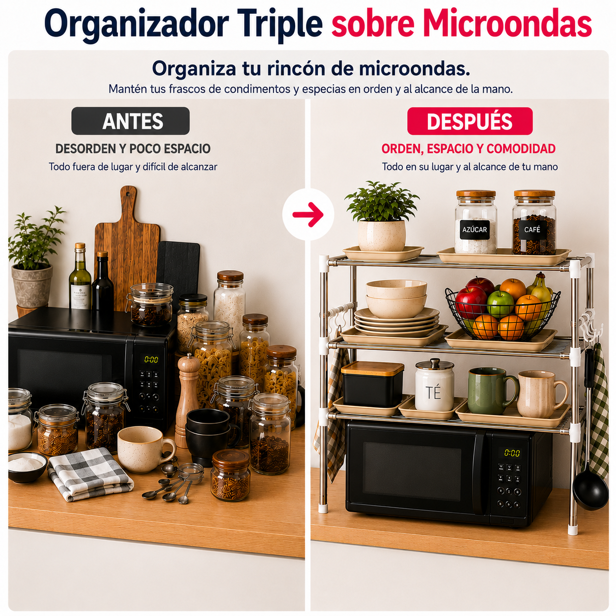 Organizador Triple sobre Microondas