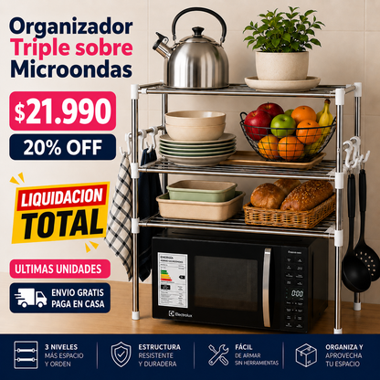 Organizador Triple sobre Microondas