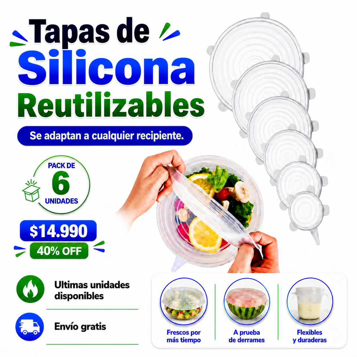 Pack Tapas de Silicona Reutilizable