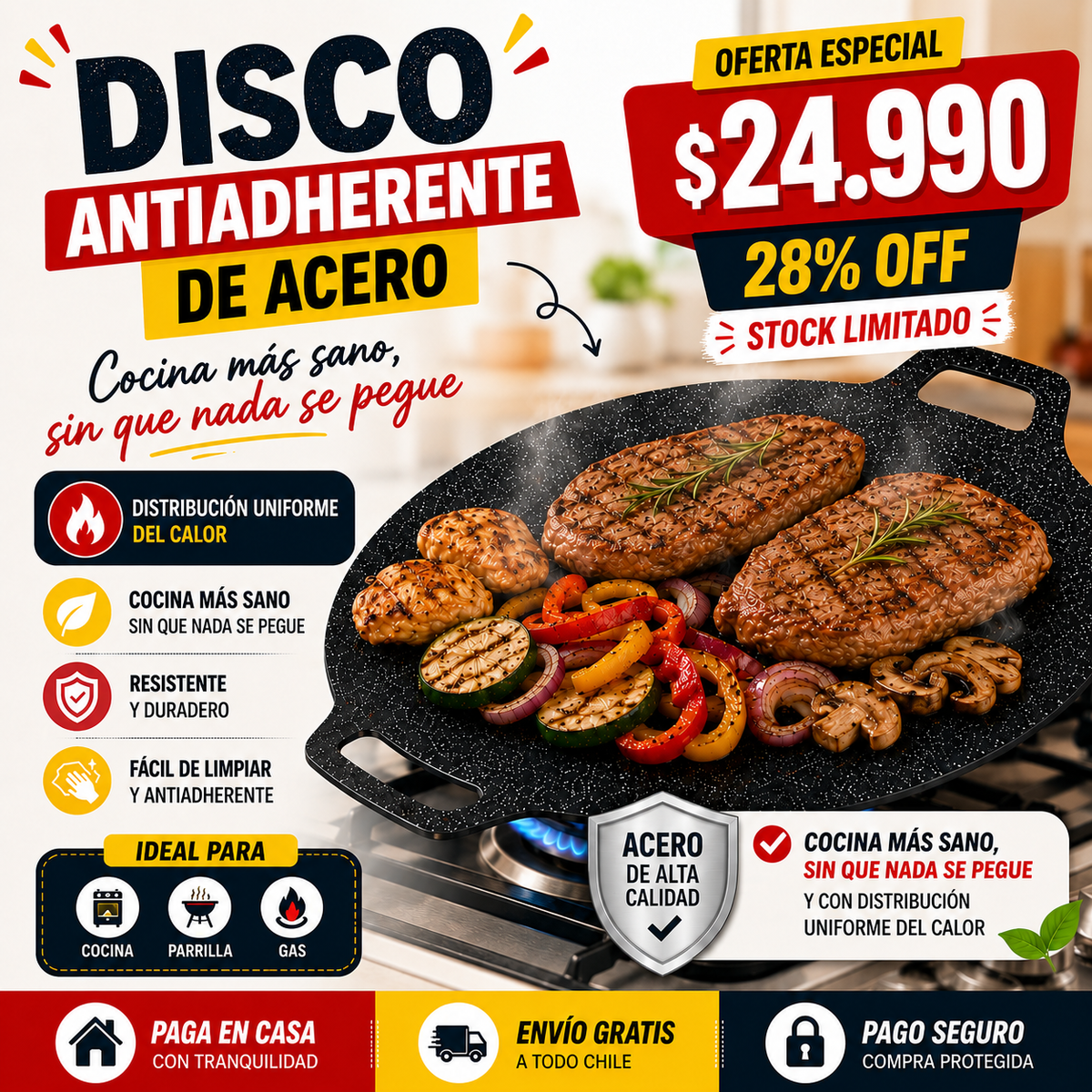 Disco Antiadherente de Acero