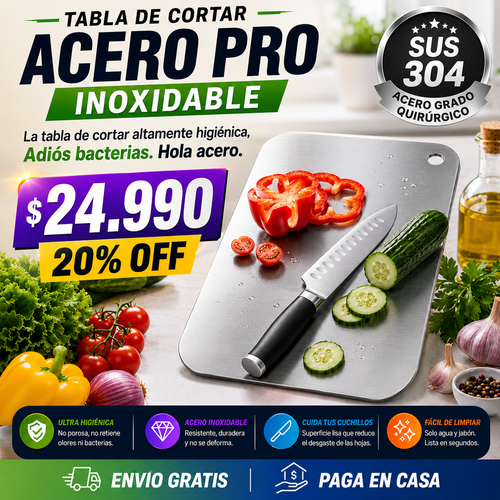 Tabla de Cortar Acero Pro Inoxidable