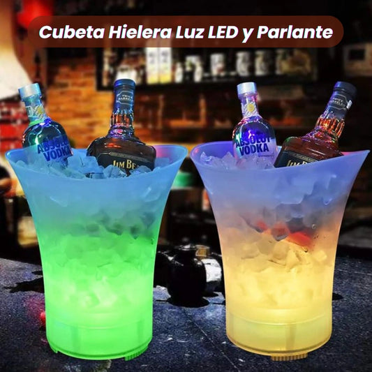 Cubeta Hielera Con Luz Led Y Parlante