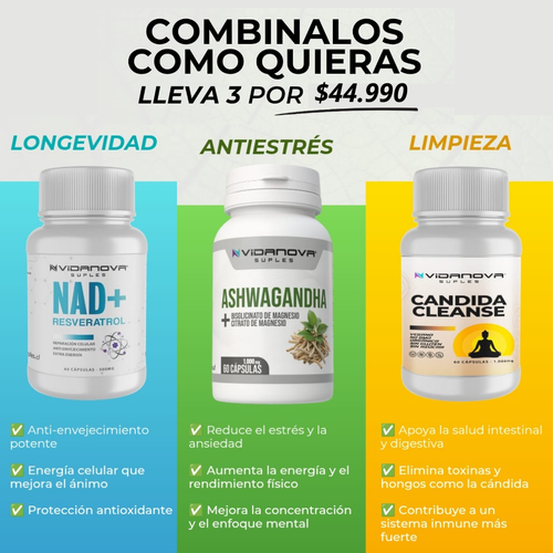 TRIPACK NAD/ASHWAGANDHA/CANDIDA