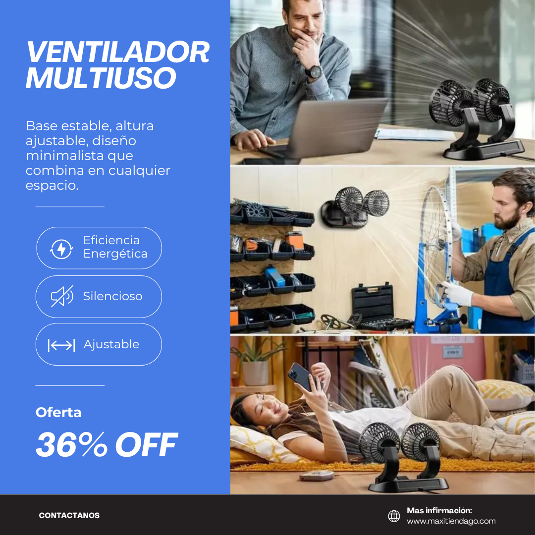 Ventilador Multiuso Doble Cabezal