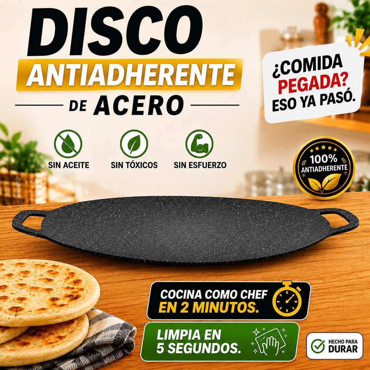 Disco Antiadherente de Acero
